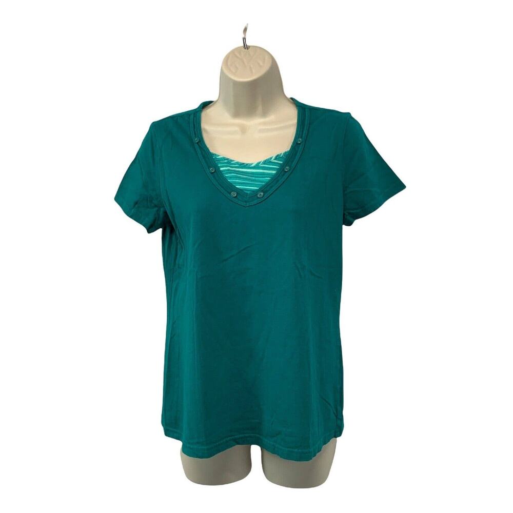 Basic Editions Womens Blouse T Shirt Size Small Cotton Short Sleeve Pullover